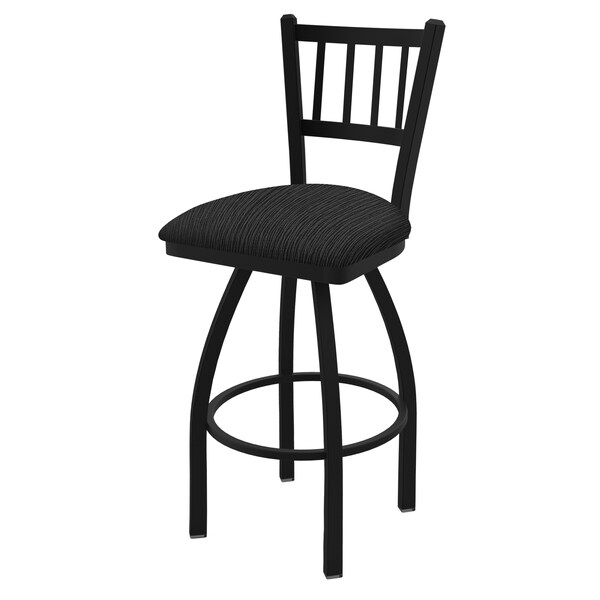 25" Swivel Counter Stool, Black Wrinkle, Graph Coal Seat